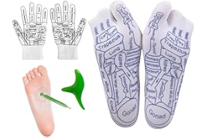 GOWEGO Reflexology Socks with Tools and Gloves Set, Acupuncture Socks Kit for Foot Massage, Unisex Pressure Point Socks with Reflexology Tools