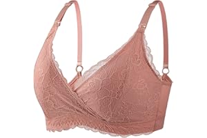 LMSXCT Women's Lace Nursing Bra Wirefree Padded Breastfeeding Maternity Bralette Cute Pregnancy Wrap V Neck Push Up Bras