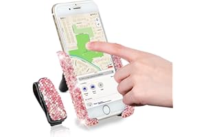 Bling Crystal Car Phone Mount with Free Glasses Holders for Car Sun Visor,Universal Cell Phone Holder for Dashboard,Windshiel