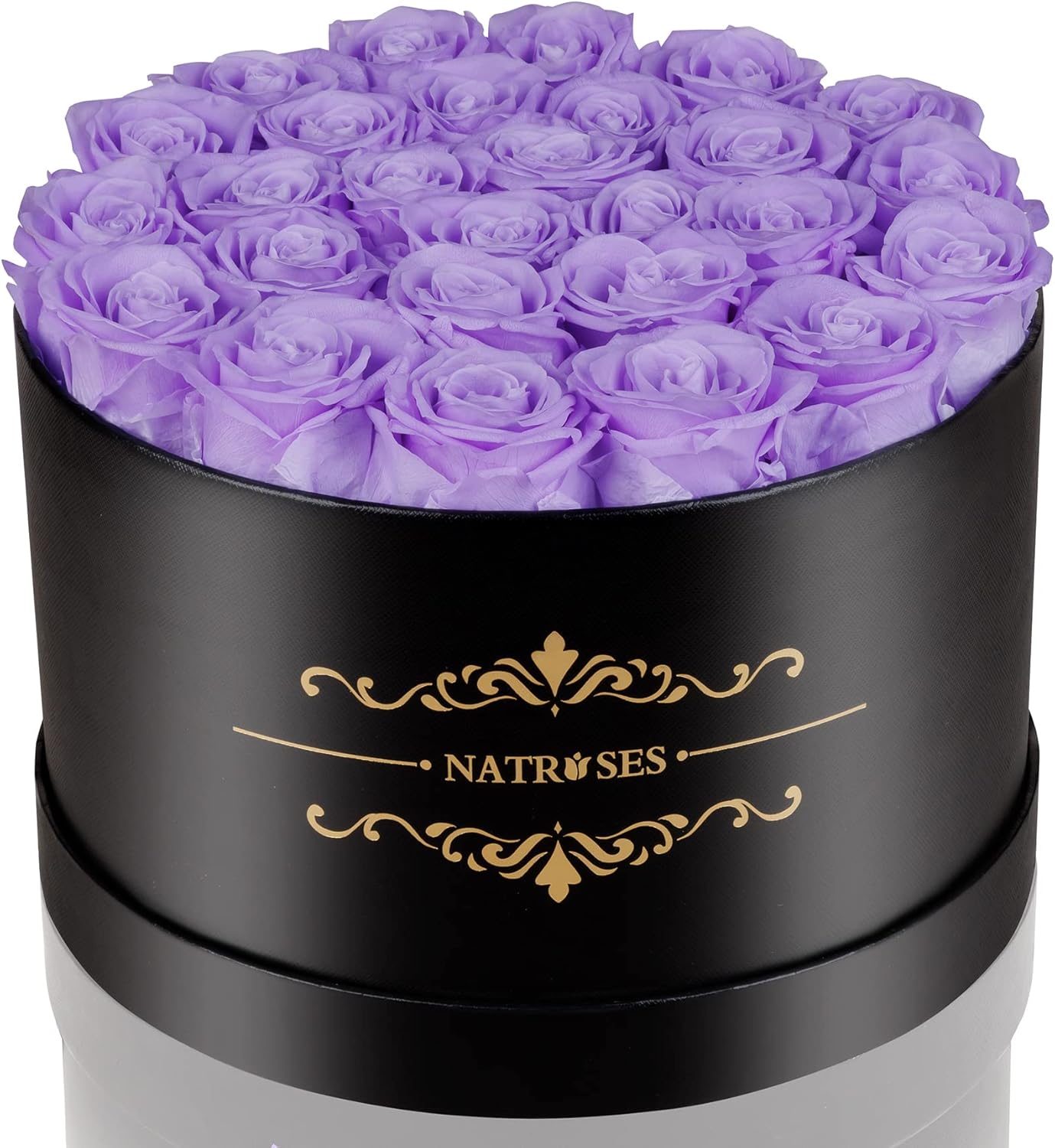 Dried & Preserved Flora - NATROSES Forever Preserved Roses in a Box, 100% Real Roses That Last Up to 3 Years, Preserved Flowers for Delivery Prime Birthday, Valentines Day Gifts for Her (Violet)