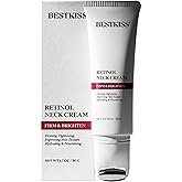 Bestkiss Neck Cream for Tightening and Firming: Hydrates, Lifts & Smoothes with Cooling Massaging Roller Applicator - with Retinol, Niacinamide & Hyaluronic Acid for Face, Neck & Chest, 1.7 OZ/50g