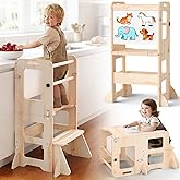 Woodure 4-in-1 Toddler Kitchen Step Stool with Whiteboard