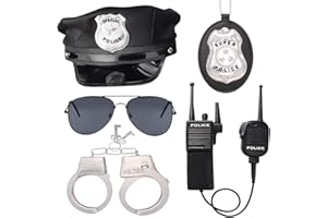 Beelittle Police Hat Handcuffs Walkie Talkies Badge Sunglass Costume Accessories