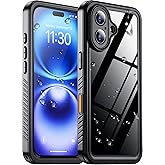 Temdan Compatible with iPhone 16 Case Waterproof, Built-in Screen & Camera Protector IP68 Underwater Full Body 16FT Military Dropproof Shockproof Phone Case 6.1"-Black/Clear