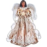 Kurt Adler 16-Inch White/Rose Gold Black Angel Tree Topper