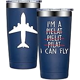 BIRGILT Pilot Gifts for Men - Aviation Gifts for Pilots - Funny Airplane Gift for Men, Women - Christmas Birthday Gift for Airplane Lovers, Aviation Lover - 20oz I Can Fly Pilot Tumbler Cup