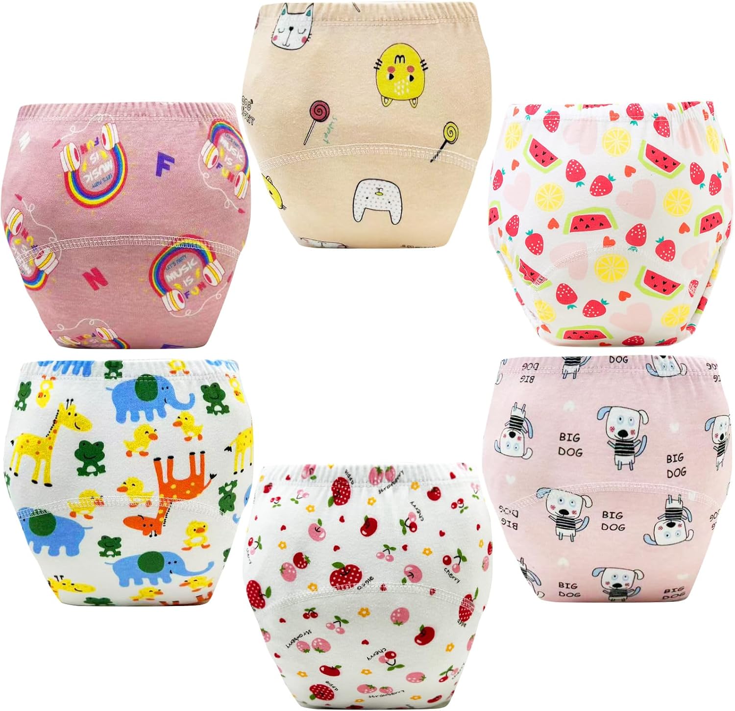 Upairy Training Pants for Girls Boys,Toddler Potty Training Underwear,Leakproof Reusable Kid Confident Panties,Children's Potty Underwear 100% Cotton for 2T-6T(6PCS,S)