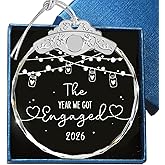 Giftelix Engaged Ornament - The Year We Got Engaged 2026 - Valentine Gifts for Newly Engaged Couples - Happy Engagement Gifts for Her - Fiancé Bride to Be Gifts for Him Her - Glass Hanging Ornament