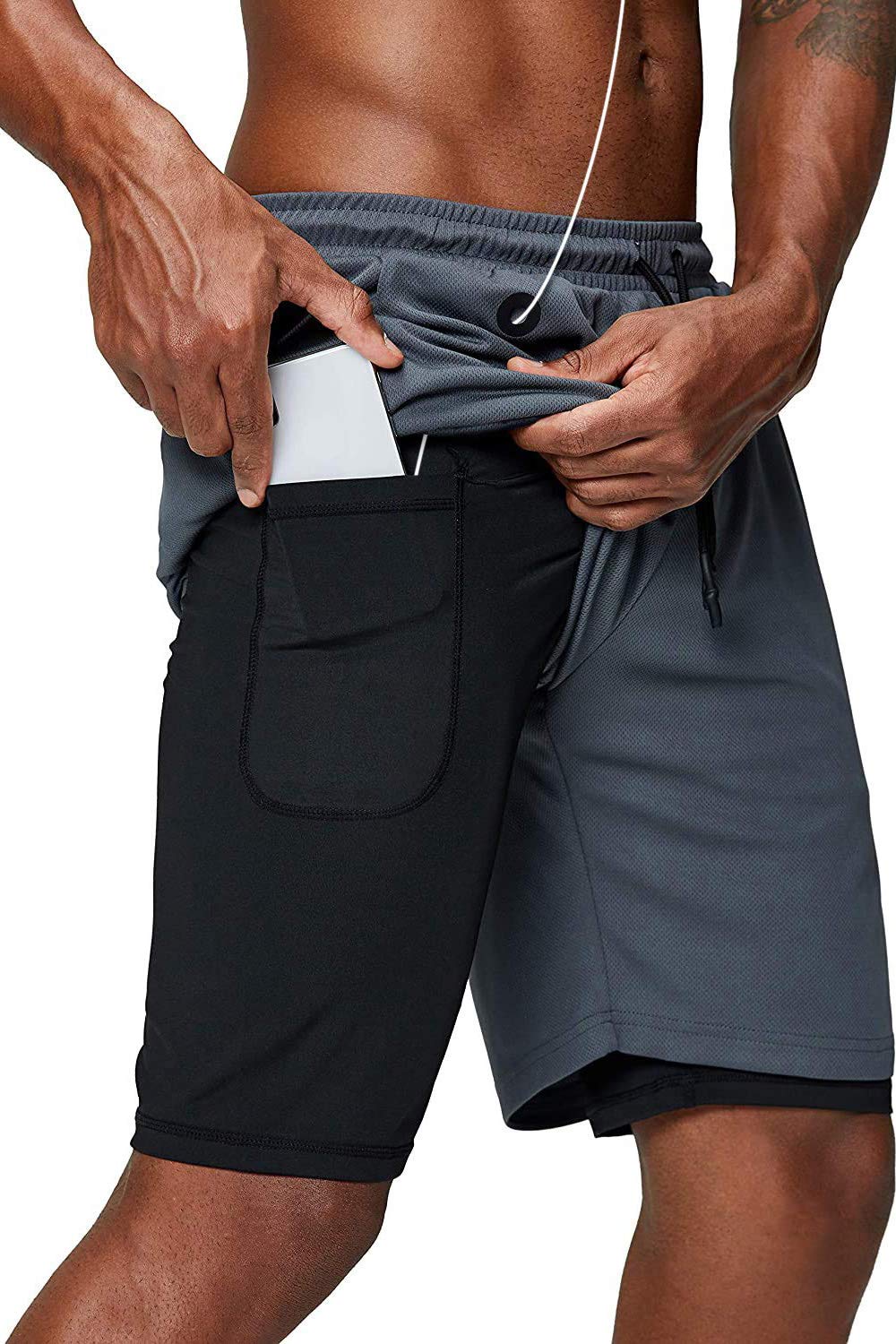 Mens Running Shorts Workout Running Shorts for Men 2-in-1 Stealth Shorts Gym Yoga Outdoor Sports Shorts