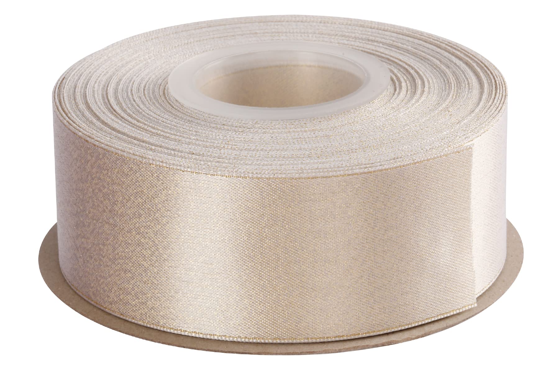 Joycrosso White Double Faced Glitter Ribbon, Luxury Gold Purl Ribbon, 38mm x 22 Meters, Great for Gift Wrapping Wedding Decoration Floral Arrangement