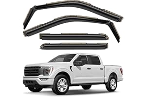 GrandWheel Co Smoke Tinted in-Channel Side Window Vent Visor Deflectors Rain Guards Compatible with Ford F150 2021-2026 Super