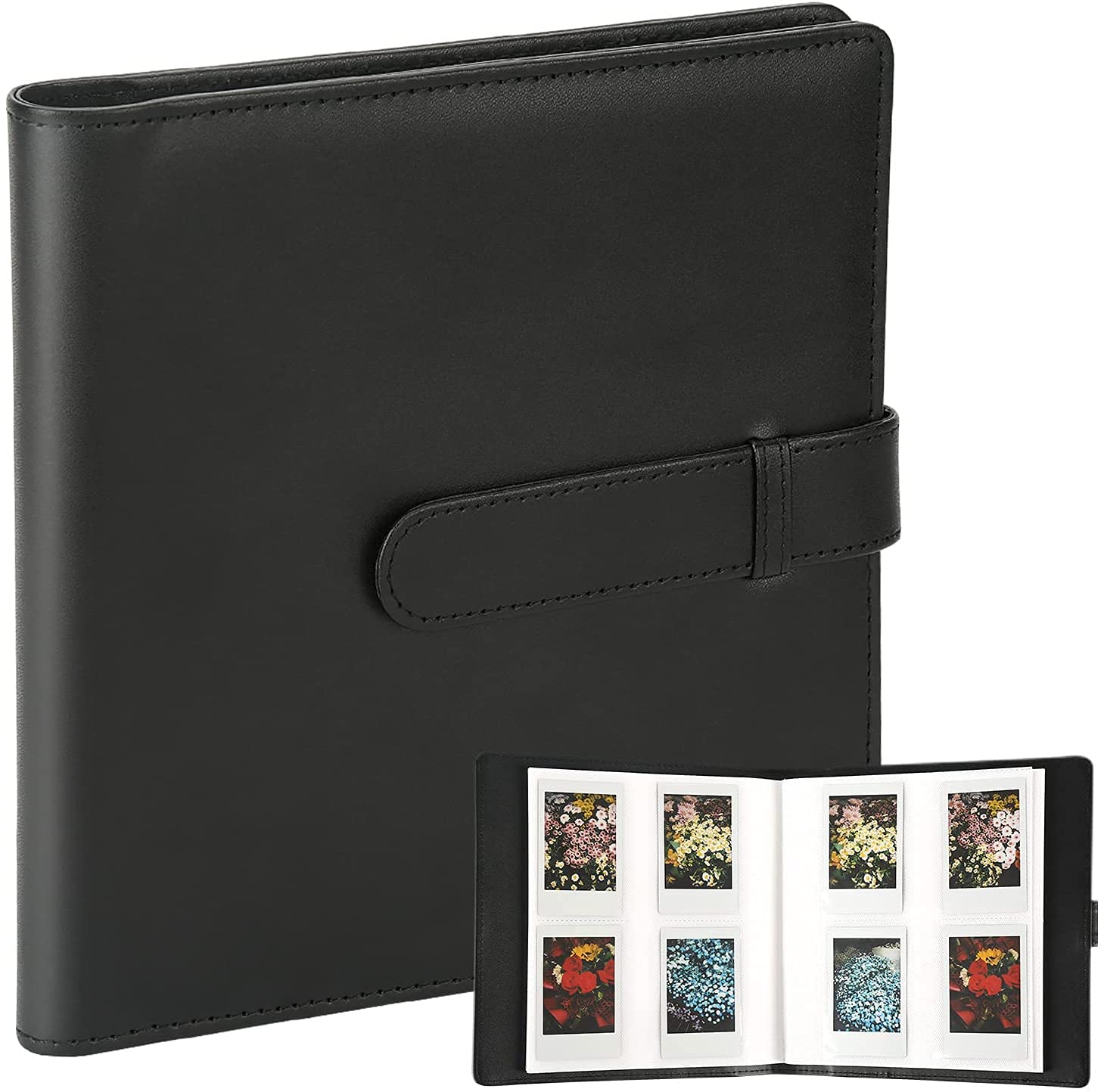 256 Pockets Mini Film Album (60 (W) X 90 (H) mm) for Fujifilm Instax Mini Film (54 x 86 mm) / Compatible with Polaroid Zink Photo Paper (50 X 76 mm) / Kodak Zink Photo Paper (53 X 86 mm) (Schwarz)