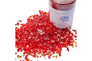 TWINKLING High Luster Fire Glass Stones Glitter, Broken Shattered Chips Crushed Glass Stones for Fire Pit Fire Place, Crafts Resin Art, Aquarium Garden Decoration, 9-12mm(370g/13oz.) (Red)