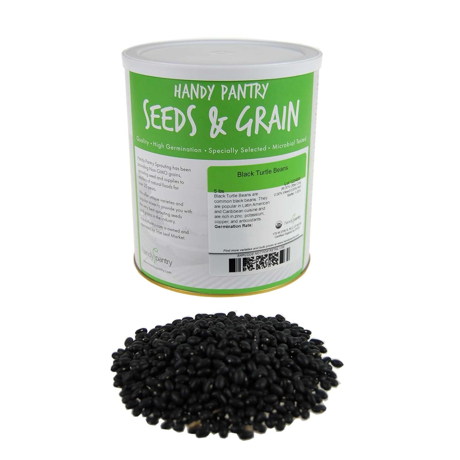 Organic Black Turtle Beans 5 Lb Called Black Bean