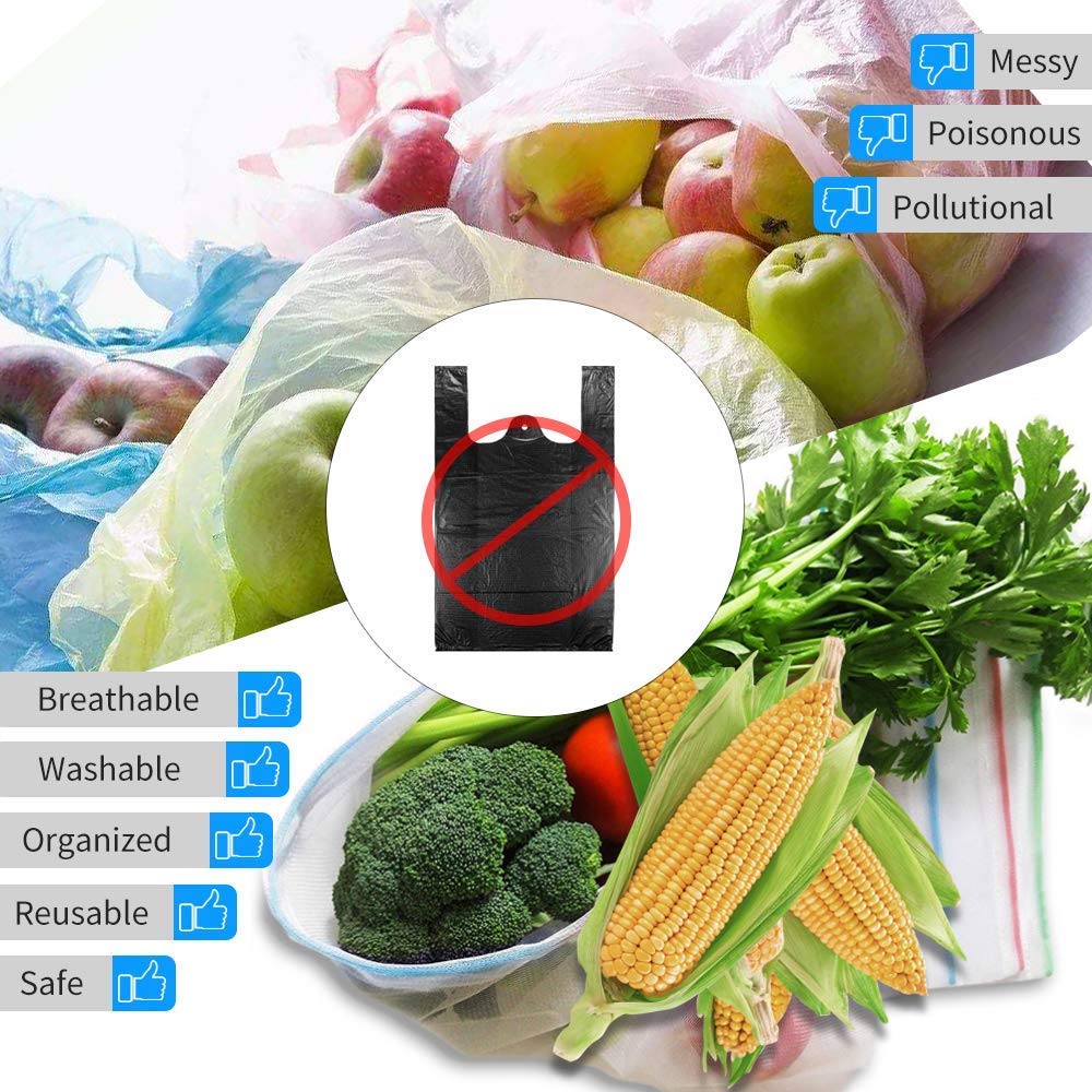 sunvito Obstbeutel und Gemüsebeutel 15, Wiederverwendbare Gemüsenetze Polyester Einkaufstasche, Umweltfreundlich Waschbar Robust Leicht Säcke für Grocery Einkaufen, Aufbewahrung (3 Sizes)