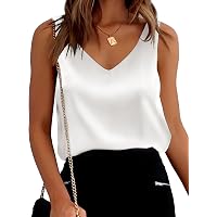 Karcermee Women's Silk Satin Tank Top - V-Neck Camisole, Sleeveless Blouse, Double Layer Non-See-Through - View #13