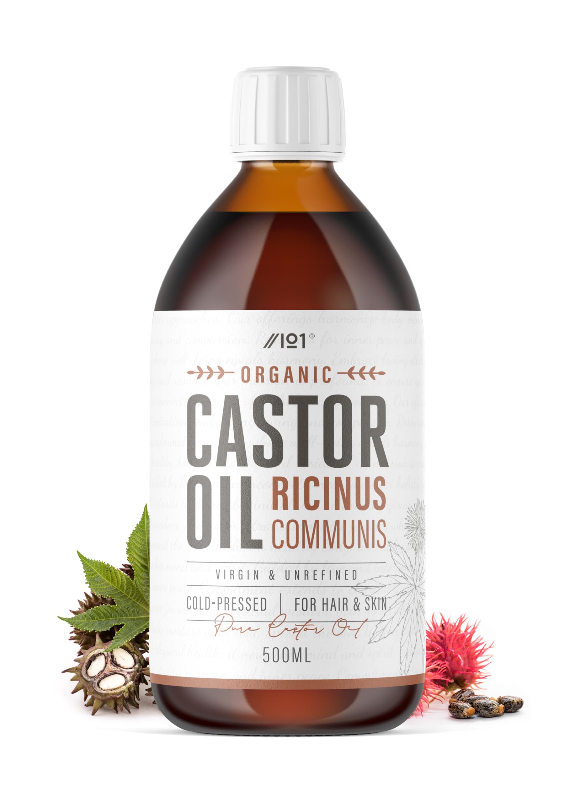 Organic Castor Oil 500ml – 100% Unrefind & Cold Pressed – Hexane Free – for Skin & Hair – Sustainably Sourced – By Alpha01