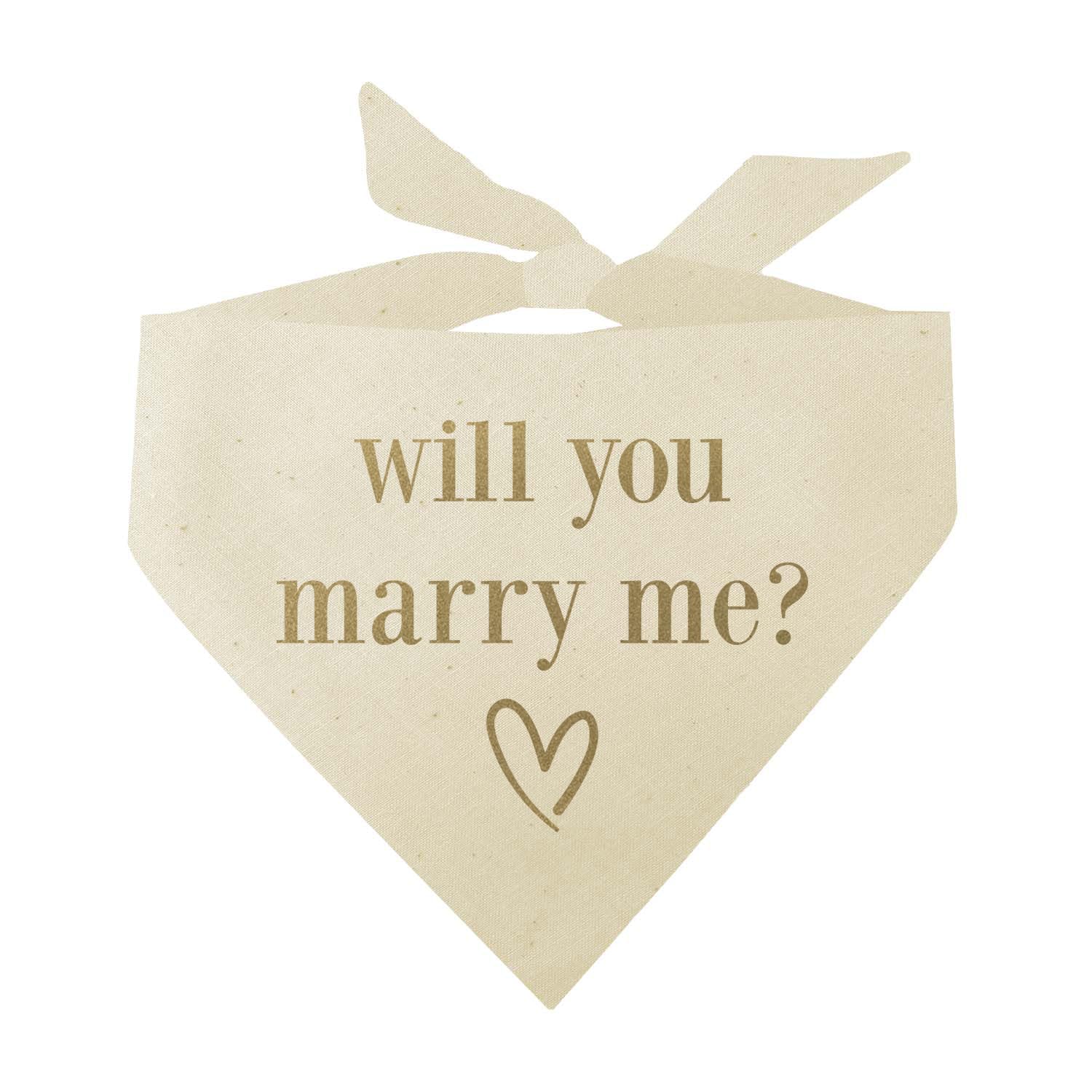 Will You Marry Me? Proposal Dog Bandana (Natural, OS 614)