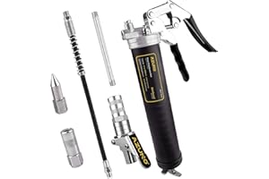 AZUNO Pistol Grip Grease Gun with Grease Gun Coupler, 6500 PSI Heavy Duty Grease Guns with Flex Hose, Metal Extension, Profes