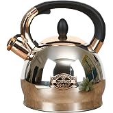Stainless Steel Whistling Tea Kettle with Metal Capsulated Bottom for Quick Heat Distribution 2.8 Quart