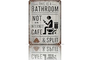 This Is a Bathroom Not an Internet Cafe And Split Vintage Look Sign For Home Farmhouse Washroom Bathroom bar Cafe Wall Decora
