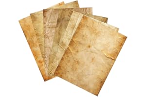 YOKSAS 100GSM Vintage Parchment Printer Paper Set - 48 Sheets Antique A4, 8.3 x 11.2 inches, Double-sided Aged Look for Writing, Crafting, Scrapbooking, Invitations, Certificates, Artistic Projects