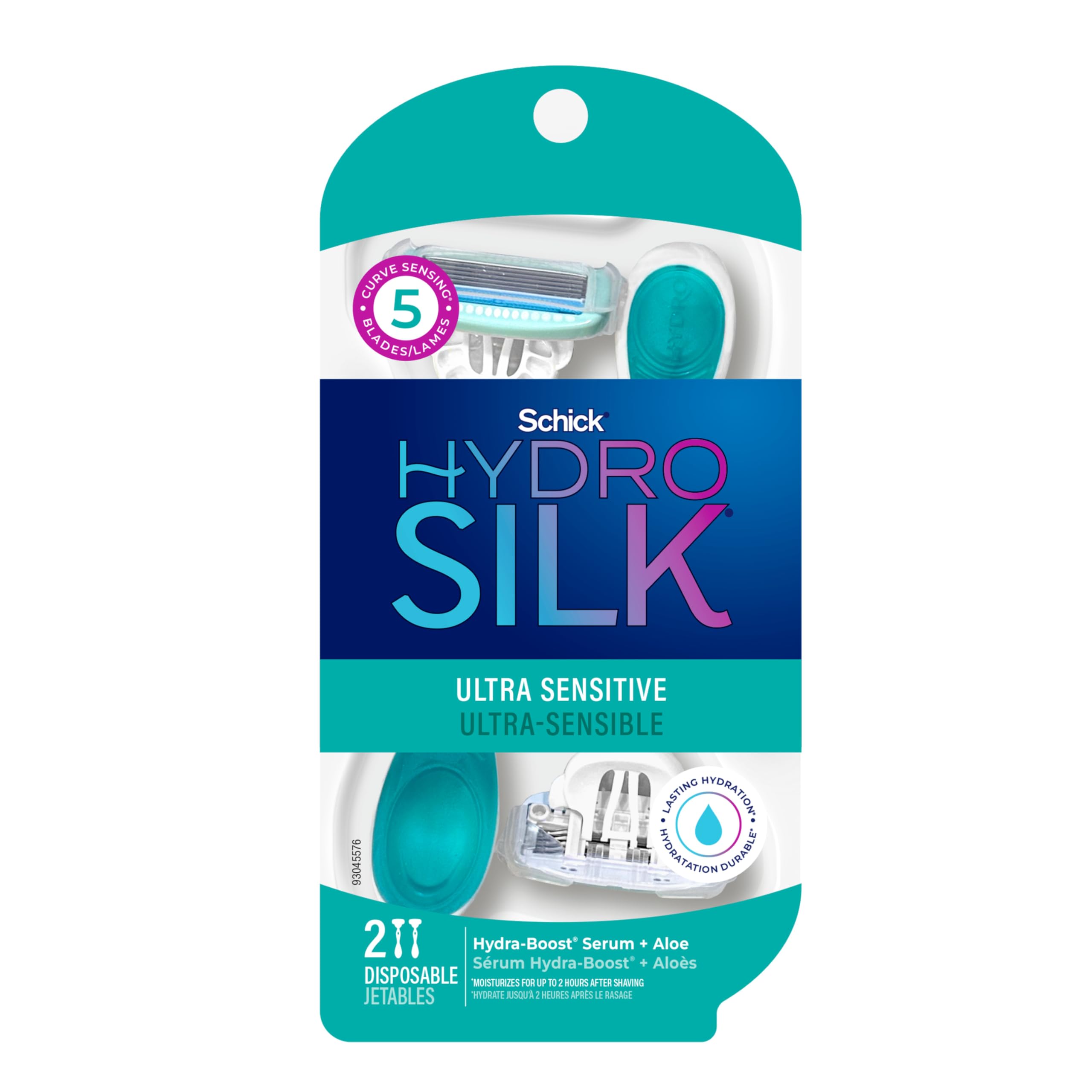 Photo 1 of Schick Hydro Silk Sensitive Womens Disposable Razors, 2 Count, 5-Blade Disposable Razors for Women Sensitive Skin, Travel Razor for Women