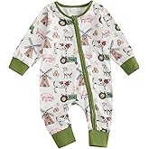 Chloefairy Newborn Baby Boy Farm Clothes Tractor Country Animal Long Sleeve Romper Zipper Jumpsuit One Piece Fall Outfit