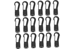 OSOLADY 25pcs Black Bungee Cord Hooks Elastic Shock Cord Terminal Ends Lightweight for Camping Kayak Boat