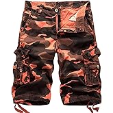 chouyatou Men's Active Normal Waist Loose Multi-Pocket Versatile Twill Cargo Shorts