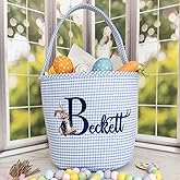Personalized Easter Basket With Name | Bunny Baskets for Kids | Custom Easter Basket for Toddler Boys & Girls | Easter Bunny Bucket | New Baby Gift Holiday Gifts (Personalized Rabbit Basket)