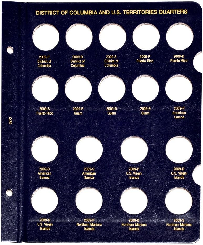Whitman US Statehood Quarter Coin Album Page for DC & Territories P, D &S Mints #2872