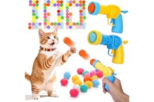 Mity rain 102PCS Cat Ball Launchers & Pom Pom Balls Interactive Cat Toy Set – Safe Soft Plush Kitten Toys for Indoor Cats, Fun Kitten Toys for Endless Active Play (Christmas)