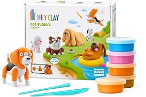 HEY CLAY Dog Buddies, 15 canettes – Kit d'argile séchée à l'air libre pour enfants à partir de 3 ans – Ensemble créatif pour 