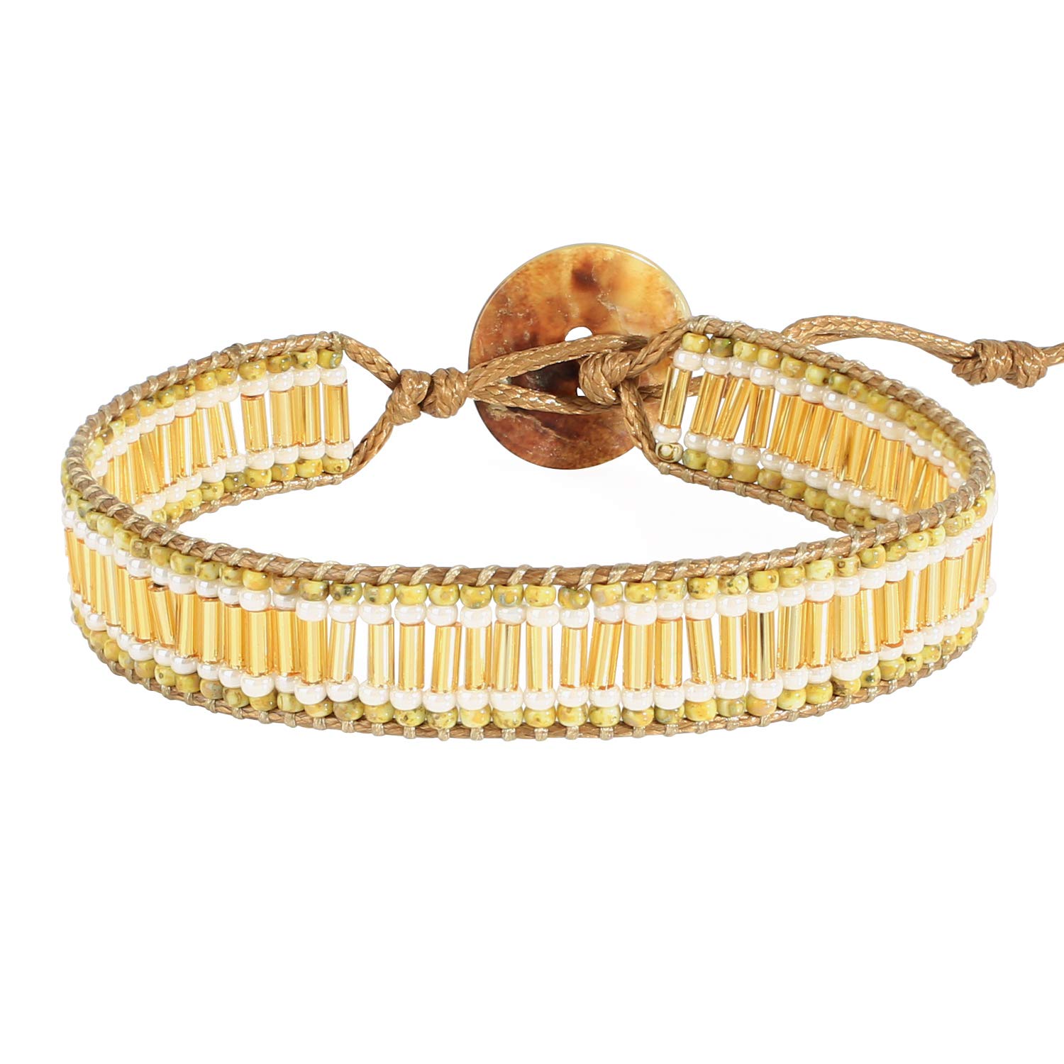 KELITCH Wrap Bracelets Stackable Seed Beaded Bracelets Women Strand Bracelets New BOHO Style Bangles Jewelry (Gold)