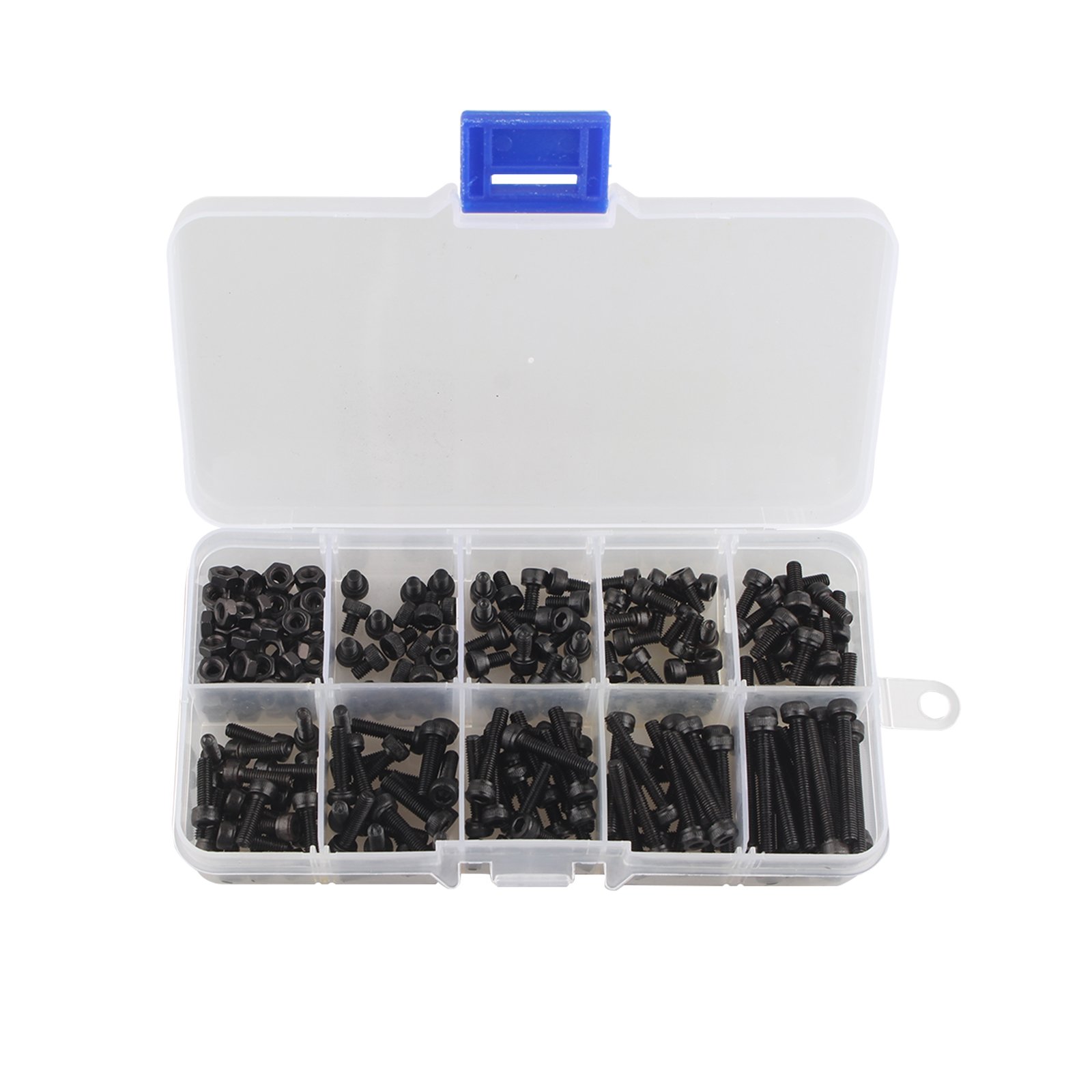 HALJIA 240pcs M3 Carbon Steel Allen Bolt 4-25mm Button Head Hex Socket Cap Screw Bolt Metric