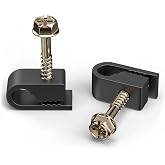THE CIMPLE CO Single Cable Clips with Screws - 1/4 Inch Coaxial Cable Clamps Outdoor - Exterior Cord Management for Coax, CAT Ethernet, Electrical Wire - Screw Clamps for Wires - 100 PCS, Black