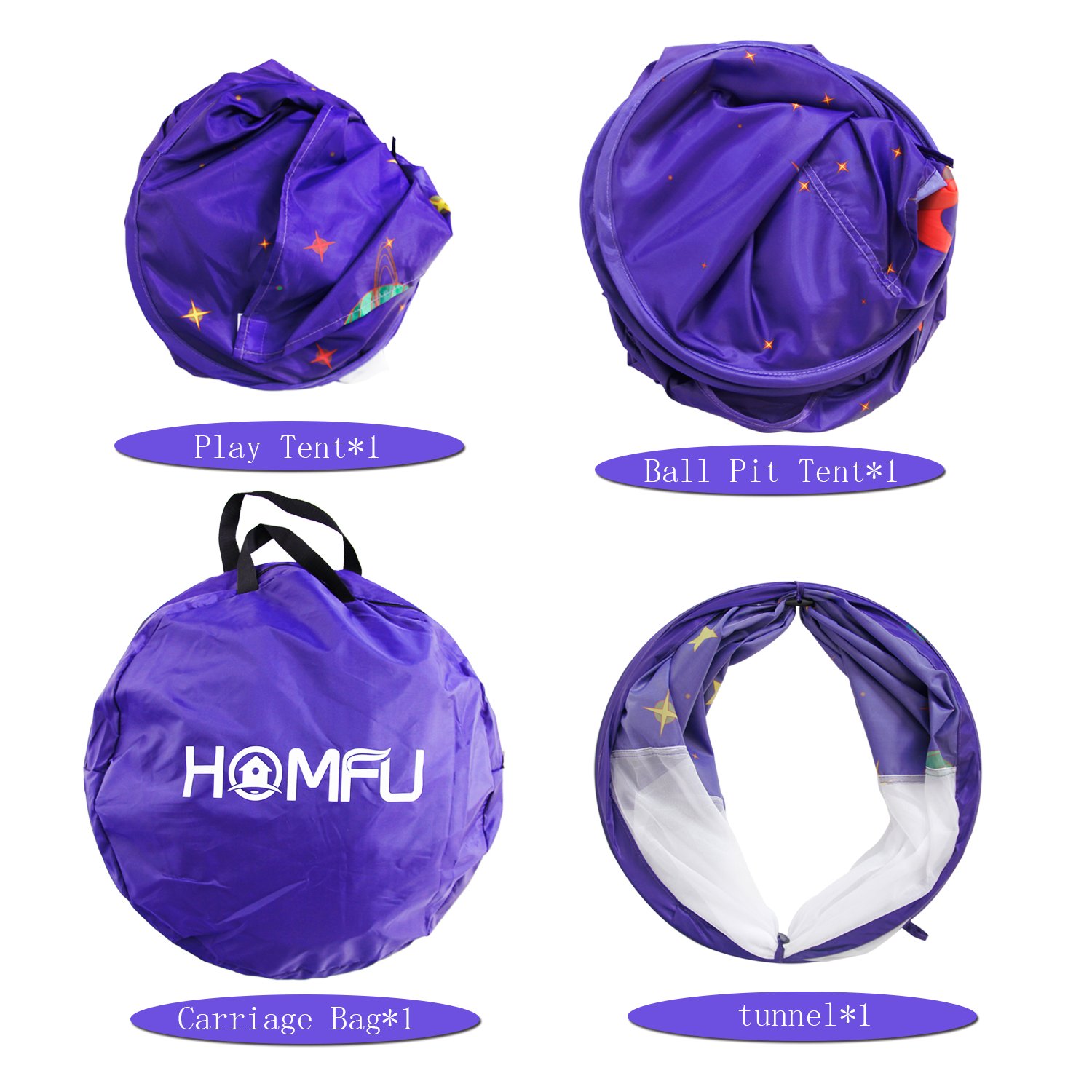 Homfu 3 in 1 Tunnel Tent for Kids Play House For Children Toddler Boys Girls Toy Crawl Outdoor Indoor Pop up Play tent