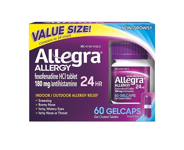 ALLEGRA ALLERGY 24 HOUR GELCAPS, 180 MG, 60 COUNT