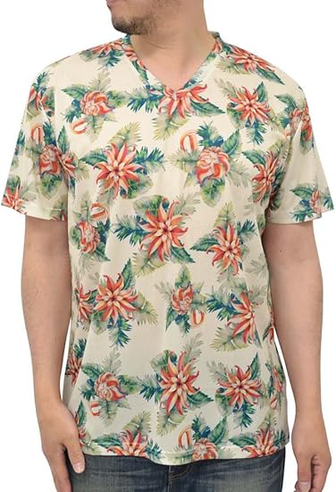 Amazon Co Jp ネスタブランド Nesta Brand Tシャツ メンズ 半袖 大きいサイズ アロハ 花柄 総柄 春 夏 2color Ll オフホワイト 服 ファッション小物