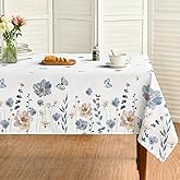 Horaldaily Spring Tablecloth 60×84 Inch Rectangular, Watercolor Flowers Washable Seasonal Table Cover for Party Picnic Dinner Decor