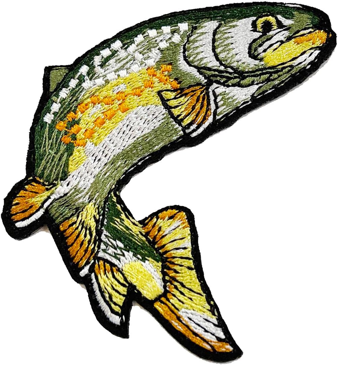 Mixed Media - Trout Fishing Patch Embroidered Iron-on/Sew-on Decorative Embroidery Applique Clothing Vest Jacket Premium Stitching Nature Wild Animals Fish Rivers Lakes Cabin Water Sports Souvenir