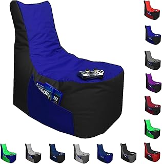 Sitzsack Big Gamer Lounge Ø 80cm Sessel mit EPS Sytropor Füllung In & Outdoor Erwachsene Riesensitzsack Sitzsäcke Sessel Kissen Sofa Sitzkissen Bodenkissen Gaming (Schwarz + Blau)