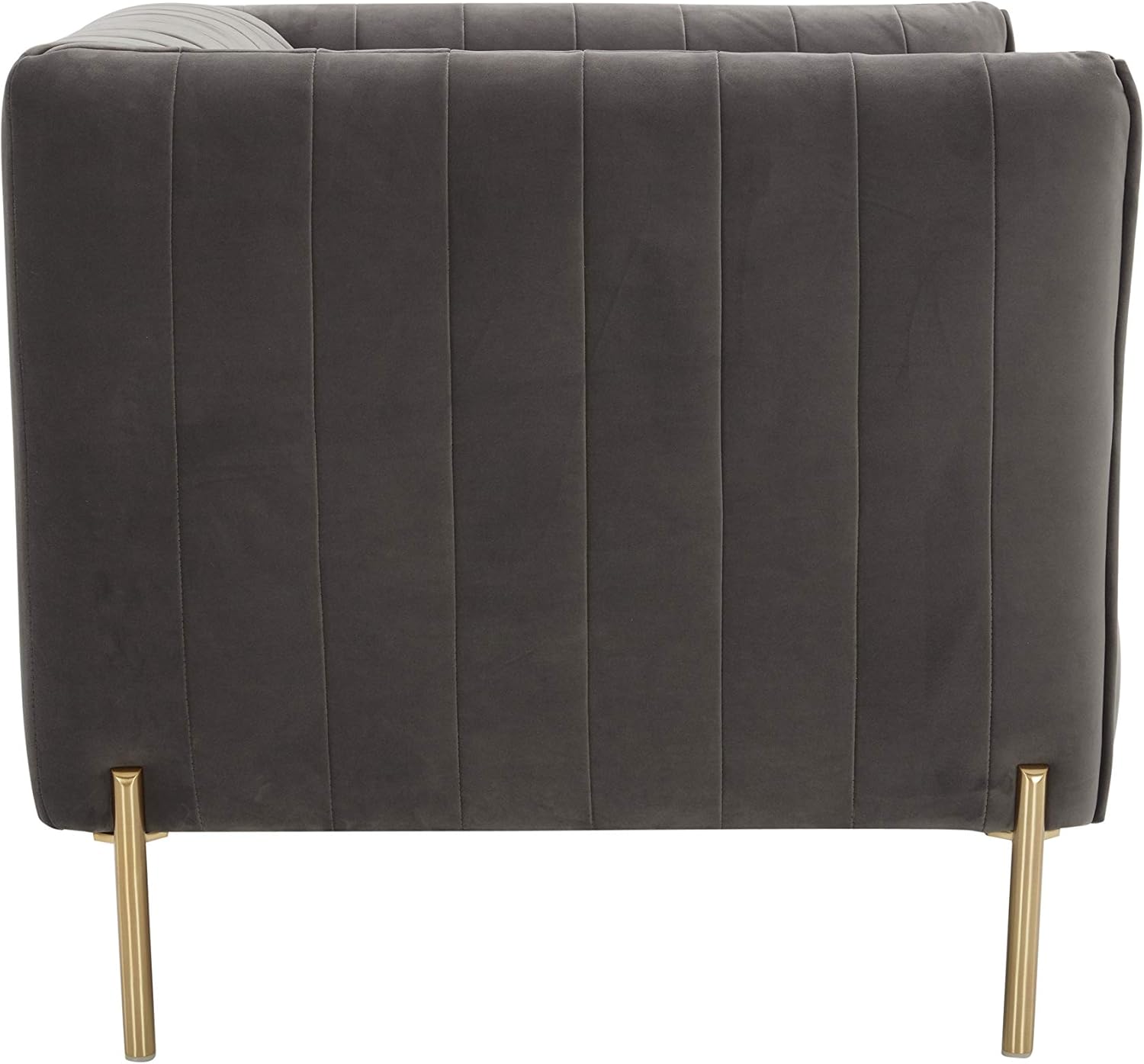  Brand – Rivet Frederick Mid-Century Channel Tufted Velvet Living Room Chair, 38"W, Grey: Furniture & Decor