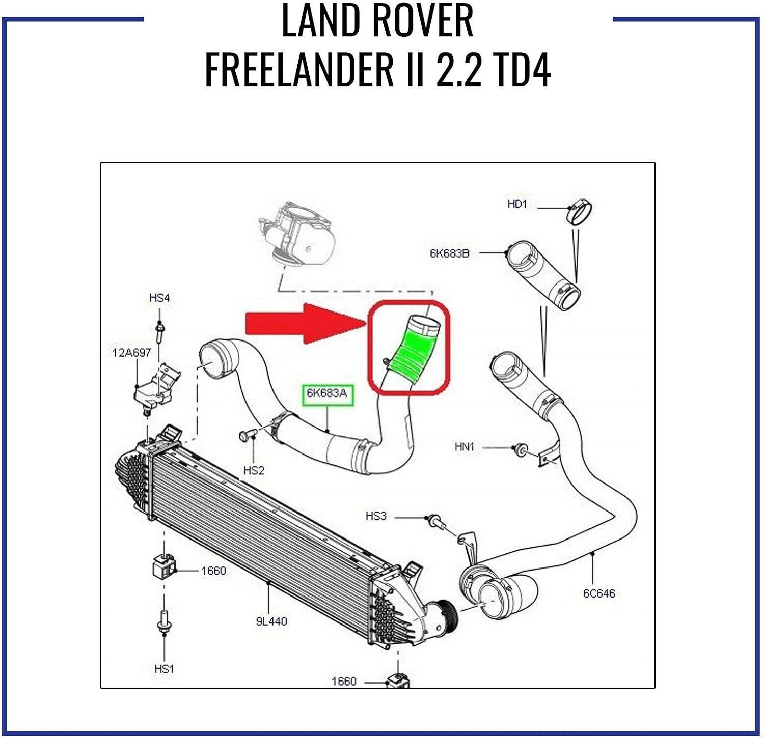 L A N D R O V E R Freelander II 2.2 TD4 INTERCOOLER AIR Hose Pipe LR002589 LR066429, Black - Image 5