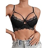 SOLY HUX Bras for Women Sexy Lace Cut Out Underwire Bra Everyday Bralette