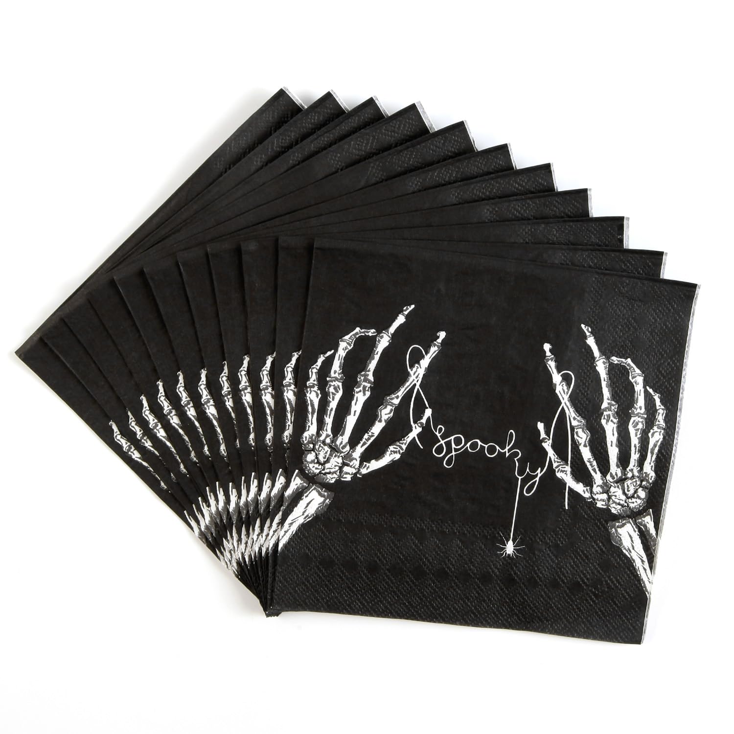 Photo 1 of ?Quera 50 Pcs Halloween Skeleton Hands Paper Napkins Halloween Party Supplies Spooky Cocktail NapkinsPerfect For Gifts Home Dinner Party Decoration 6.5'' X 6.5'