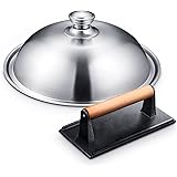 homenote Griddle Accessories for Blackstone, Commercial Grade 12 Inch Heavy Duty Round Melting Dome with Cast Iron Smash Burg
