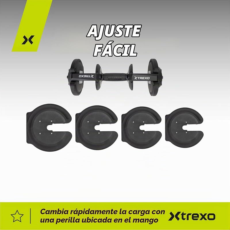 Mancuerna ajustable de 18 kg, regulación del peso con botón giratorio, pesas de hierro para entrenamiento de fuerza, mancuernas ajustables con mango ergonómico antideslizante