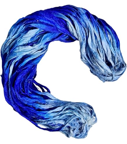 Maker's Craft Recycled Fuzzy Fringes Sari Silk Ribbon Yarn 35yards...